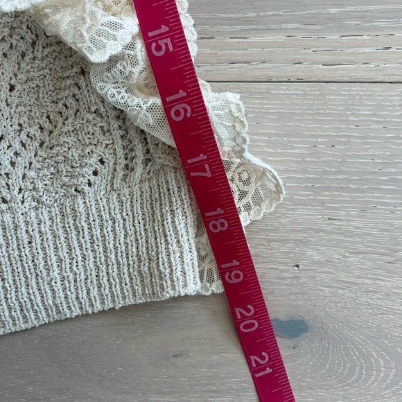 ZARA CROCHET lace RUFFLEd SWEATER sz M medium cream - Picture 8 of 9